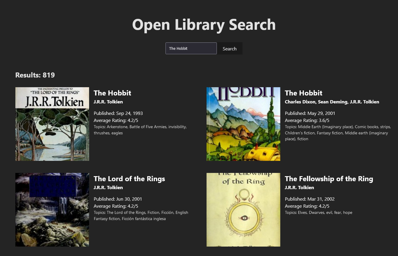 open library search results